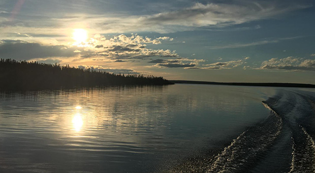 Fishing on Misaw Lake at Sunrise
